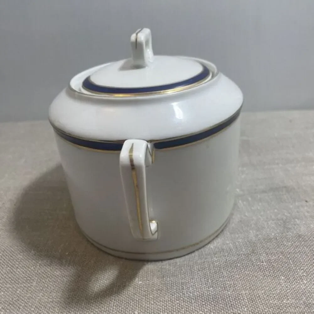 Konig & Co. - Paul Muller Selb‎ - Large Sugar Navy Gold Rimmed Bowl w/Lid